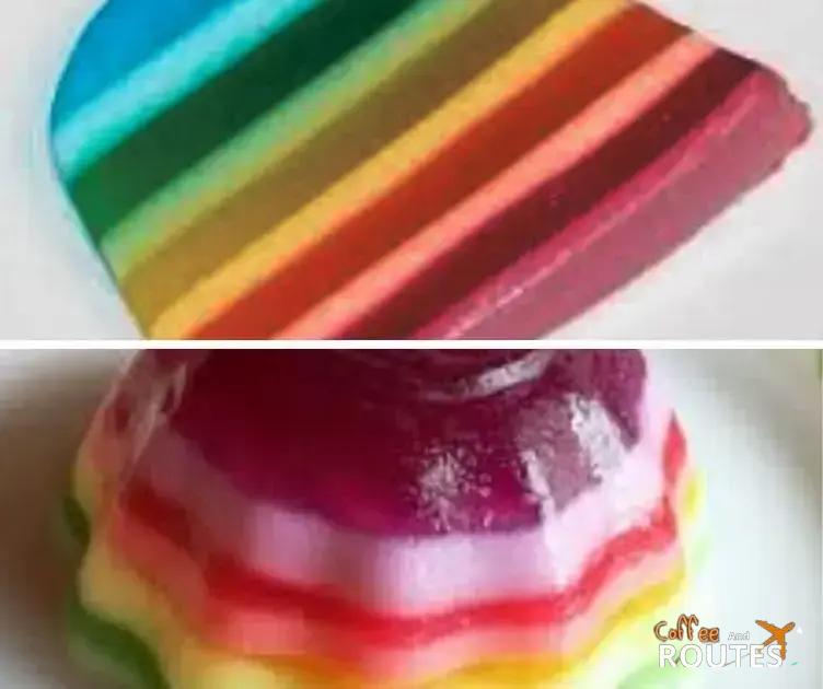 Gelatina colorida em camadas