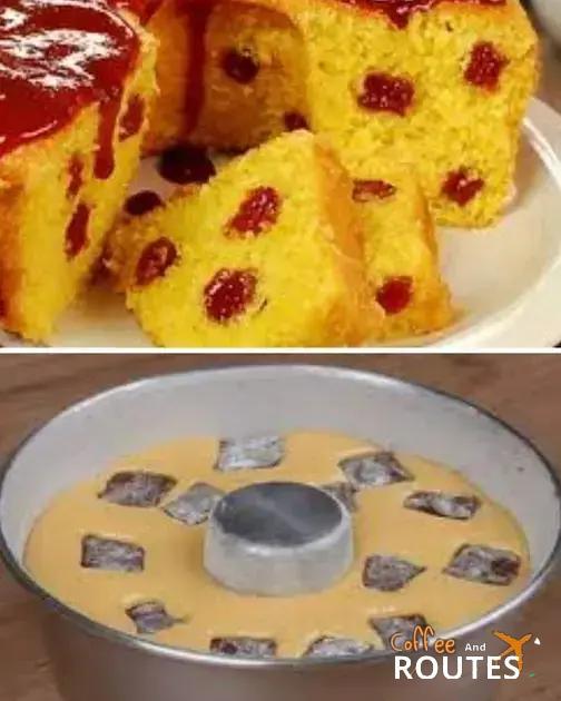 bolo de fubá com goiabada