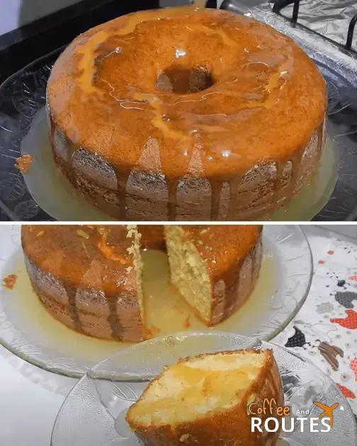 Bolo de laranja com calda