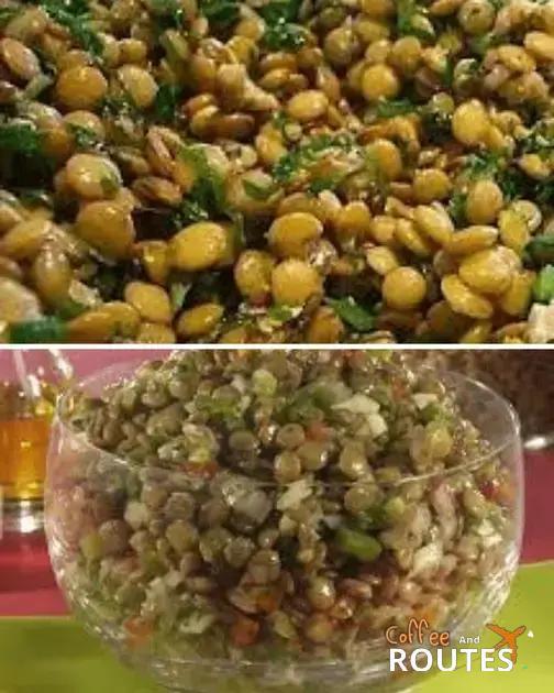 Salada de lentilha com vinagrete de mostarda