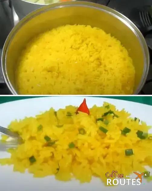 Arroz Amarelo com Açafrão e cebolinha