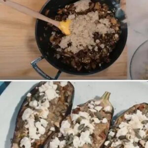 Receita de Berinjela recheada com quinoa