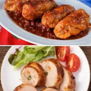 Receita de Frango a Rolê Agridoce Recheado