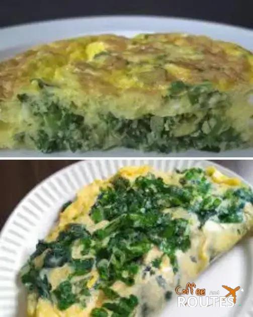 Omelete vegetariana com queijo e espinafre